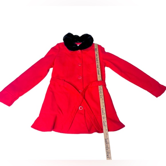 Cat & Jack Red Pea Coat w/ Removable Faux Fur Collar Girls XL LIKE NEW! - Picture 4 of 12